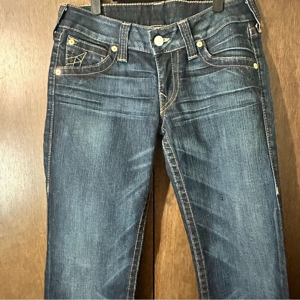 True Religion Women's Indigo Boot Cut Jeans Sz 30 Distressed Western - Picture 3 of 13